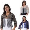Women Lace Bolero Long Sleeve Hook-Eye Closure Shrug Cardigan Wedding Event Dress Accessories