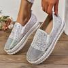 Fashion Trend Colorful Sequin Slip On Thick Sole Women Flat Shoes 2024 New Non-Slip Platform Shoes Ladies Vulcanized Shoes Large Size 45
