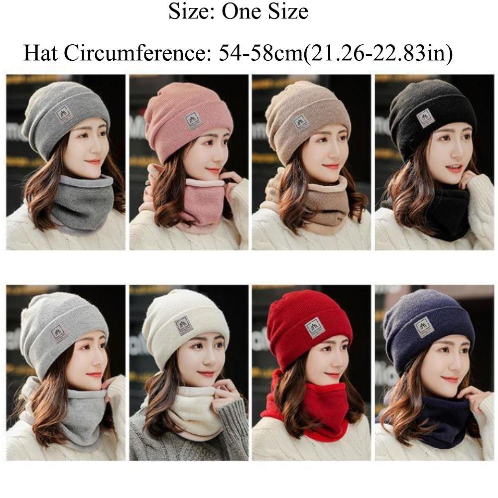 Утолщенный шарф с плюшем, теплая вязаная шапка, защита от холода, защита шеи, однотонные шапки-бини, мужские, женские
