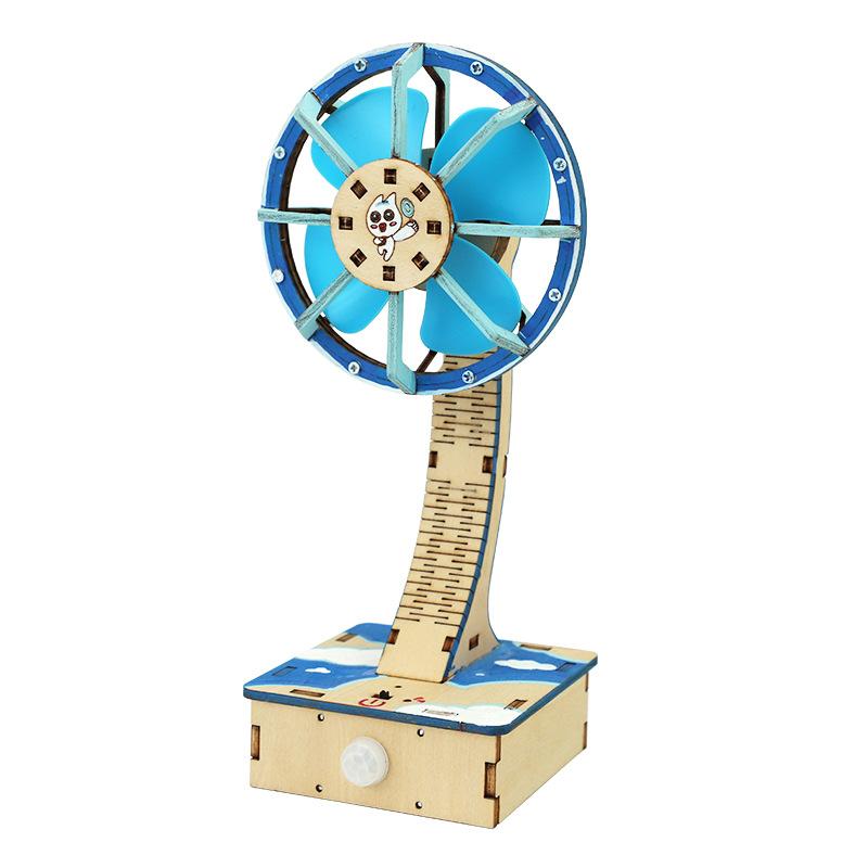 Деревянный DIY вентилятор с датчиком и схемой двигателя, управление жестами, научный проект, сделай сам, ИК-сенсорный вентилятор, интерактивная игрушка по физике