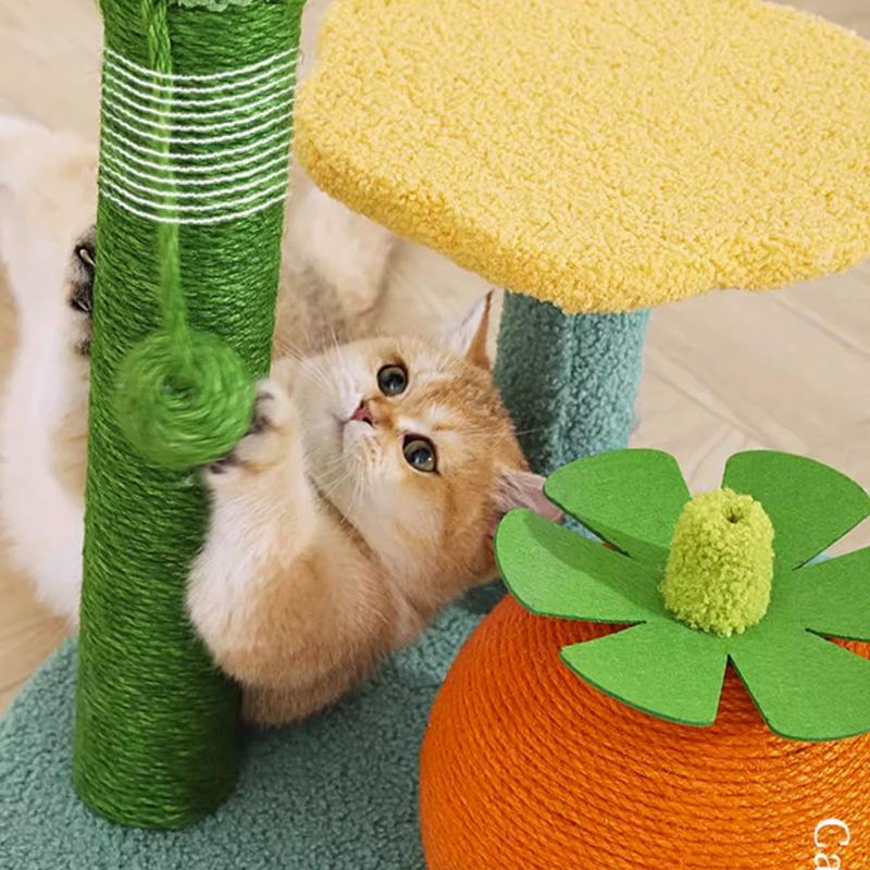 HOOPET Flower Cat Tree Многоуровневая башня для кошек с когтеточками из сизаля Домашние кошки Столб для кошек в кондоминиуме Туннель для кошек