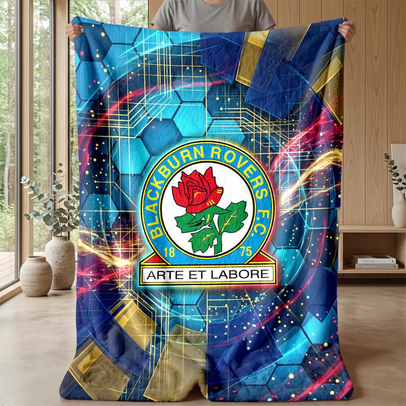 Blackburn Rovers Football Print Flannel Blanket, Soft Warm Lightweight Throw Blanket for Sofa Bed Camping