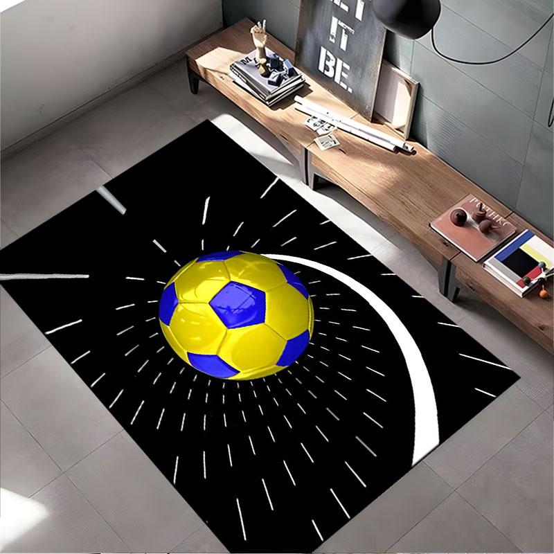 Yellow and Blue Soccer Ball Design suitable as a non-slip mat for the living room or bedroom sofa