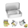 Rectangular Storage Container Convenient Small Metal Tin with Lid Tinplate Slide Cover Jewelry Organizer for Women Girl