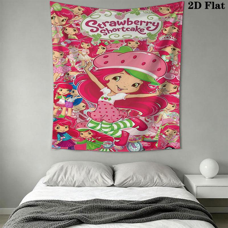 Strawberry Shortcake Wall Hanging Printed Fabric Blanket Decorative Tapestries for Bedroom Living Room Home Decor