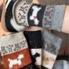 Fair Island Retro Atmosphere Contrasting Color Dog ** Plush Cute Socks Female Korean Tube Socks Tide