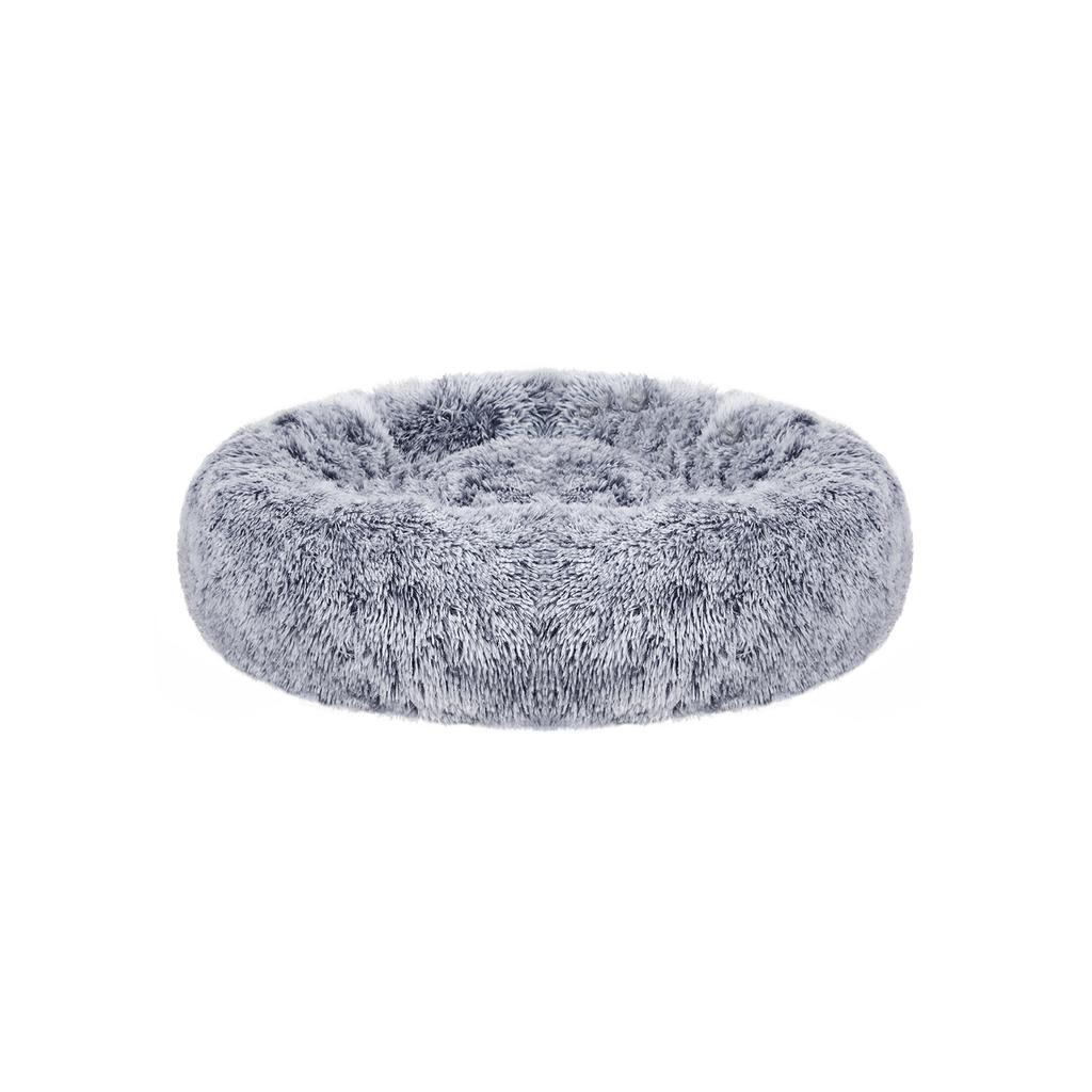 FEANDREA Dog Bed, Donut Cat Bed, Fluffy Calming Pet Bed with Removable, Washable Cover, Soft Long Plush, 50 cm, Grey