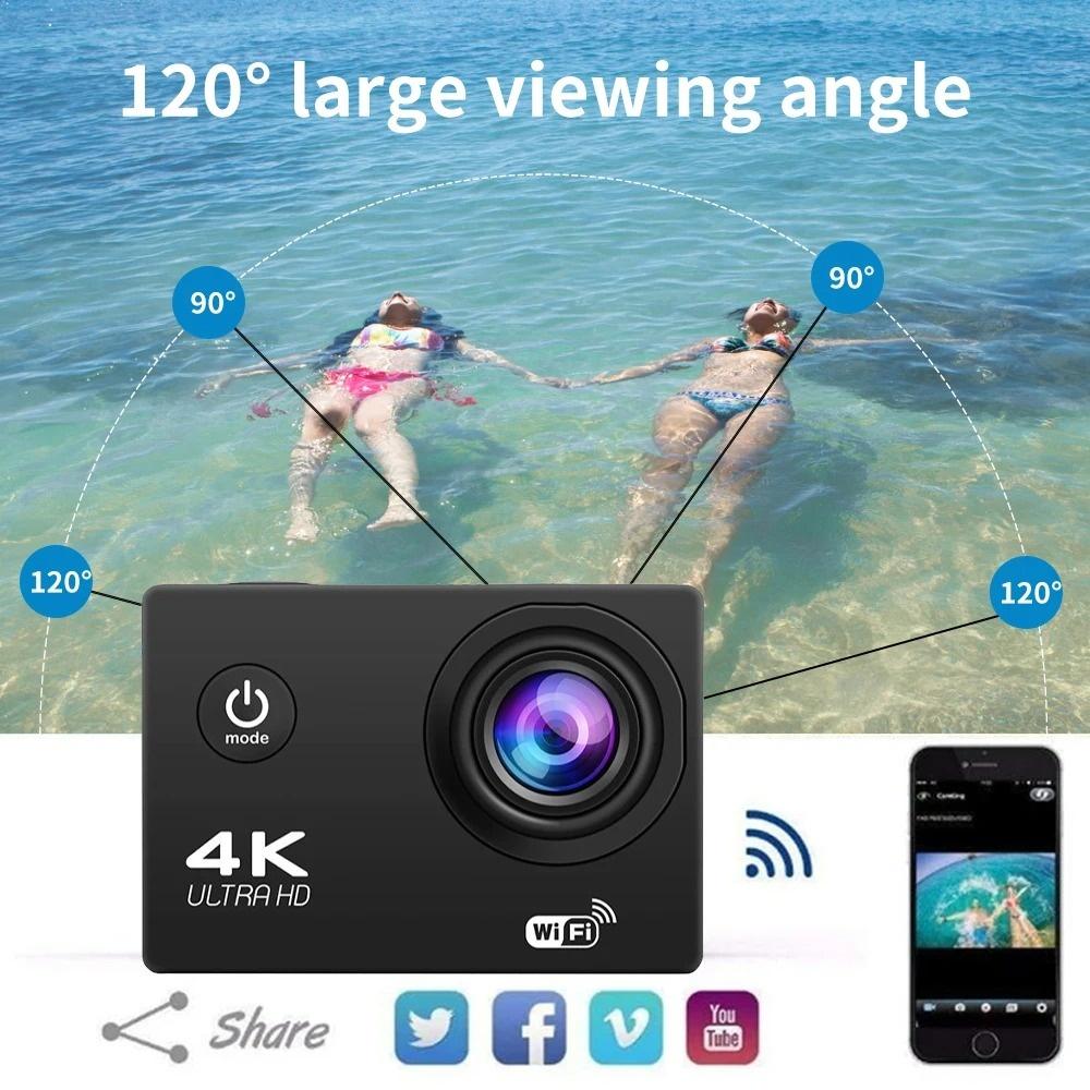4K Ultra HD экшн-камера - Мини-водонепроницаемая спортивная камера с WiFi, Наружный DV-регистратор