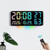 Большие RGB Цифровые Настенные Часы с 9 Цветами Подсветки Настроения ТЕМП Влажность Дата День Недели 2 Будильника 12/24Ч 3-уровневая Яркость Светодиодный Будильник