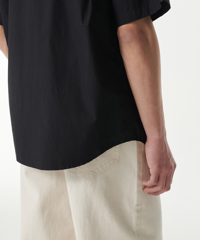 MUSINSA STANDARD Relaxed Washed Poplin Short Sleeve Shirt [Black]