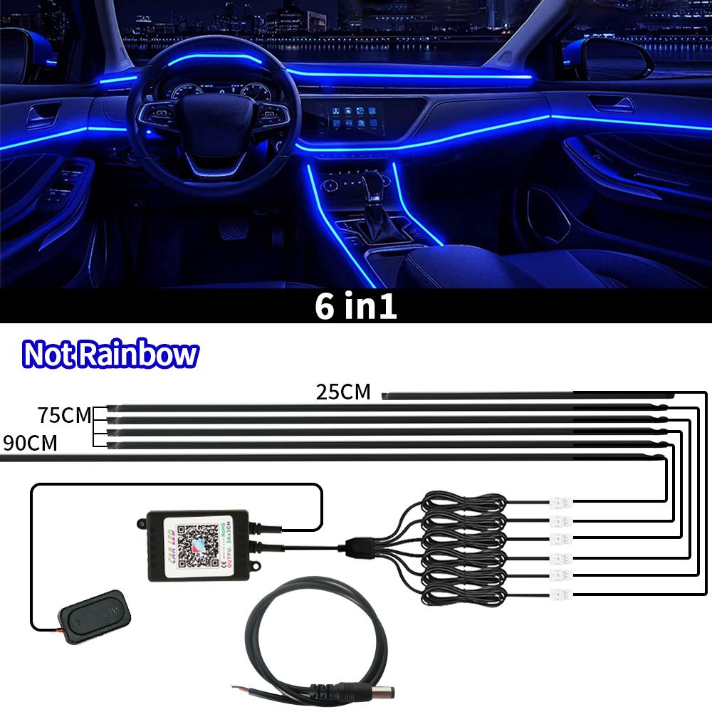 Полноцветная светодиодная лента для подсветки салона автомобиля, 64 цвета RGB, скрытая акриловая полоса, лампа атмосферы «Симфония» с управлением через приложение