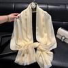 New Style Gold Wire Cotton Silk Scarf for Women Fashionable and Versatile Imitation Silk Thin Butterfly Long Scarf Beach Scarf Fen