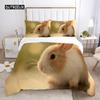 Rabbit Comforter Duvet Cover Set Lovely Little Rabbit Decor Bedding Set for Kid Girl Polyester Animal Theme King Comforter Cover