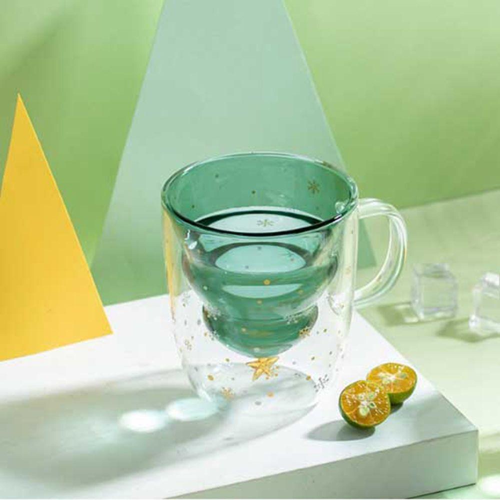 Tree Christmas Ornaments Starry Sky Double Layered Milk Cup Glass Mug Glass Cup Christmas Gifts