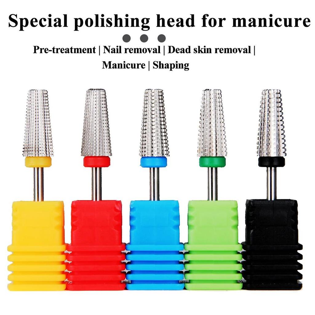 5-in-1 Tungsten Steel Nail Drill Bits with Serrated Tip – Ideal Accessories for Electric Manicure Drills Nail Files