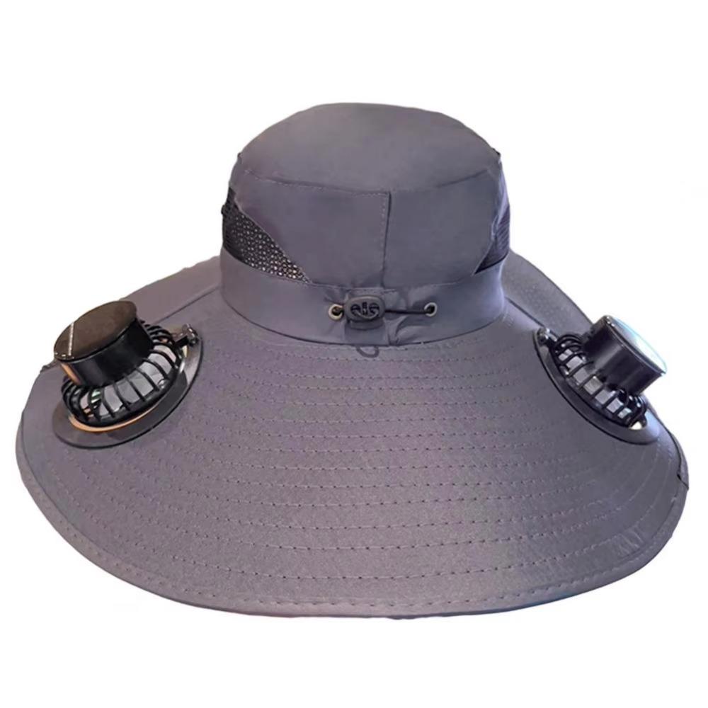 Removable Solar Fan Hat Dual Fan Fishing Bucket Hat Long Endurance Cooling Fisherman Hat Fishing
