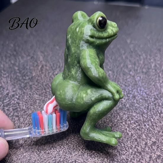 Funny Toothpaste Topper for Kids Frog Dispenser, Creative Bathroom Squeezer Cap Humorous Decor Standard Tubes, Novelty Gag Gift Adults Modern