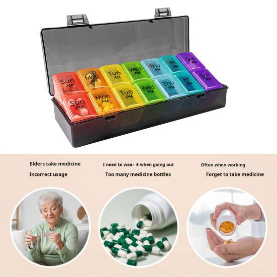 Органайзер для таблеток, ящик для хранения, большая вместимость, несколько отделений, не содержит бисфенол А, еженедельная организация, прозрачный материал, контейнер для таблеток, органайзер для таблеток