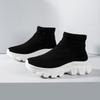 Autumn and Winter New Platform Socks Shoes Fly-woven Sports Short Boots Women's Boots Large Size One-pedal Socks Shoes Solid Color Casual Shoes