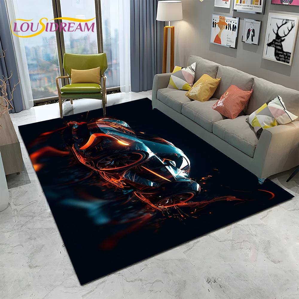 HD Концепт-кар 3D Будущий Спортивный Автомобиль Мультяшный Ковер для Дома Гостиной Спальни Дивана Прихожей Декор, Детский Нескользящий Коврик