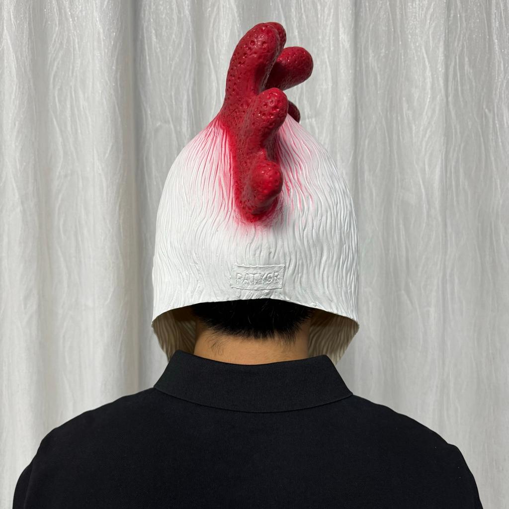 White Rooster Latex Full Head Mask Chicken Headgear For Halloween Cosplay Carnival Prank Adult Easter Party Roleplay Costume