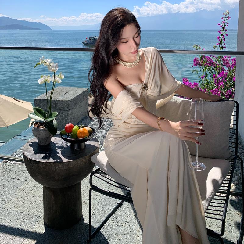 Elegant Autumn Evening Fishtail Dress - Sophisticated Style for Women