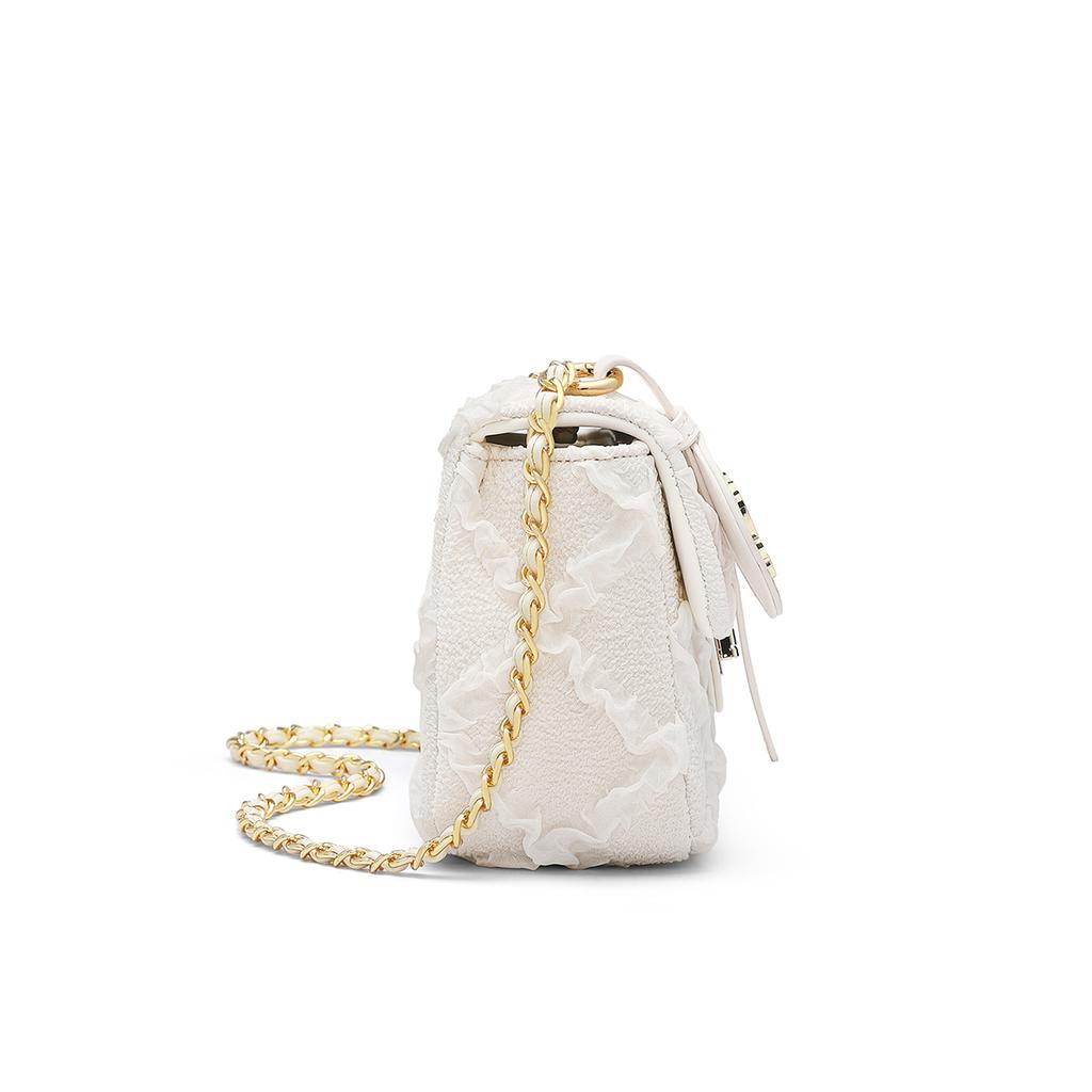 Disney Zootopia Sweet Cute Judy Fashion Trendy Retro Lace Ruffle Diamond Design Simple Versatile Fabric Crossbody Bag Women bags White DHF52084-JD2