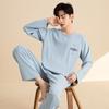 Cotton Plus Size Pajamas Men Long Sleeves Long Pants Sets Cartoon Bear Casual Nightwear Homewear Youth Sleepwear Loungewear