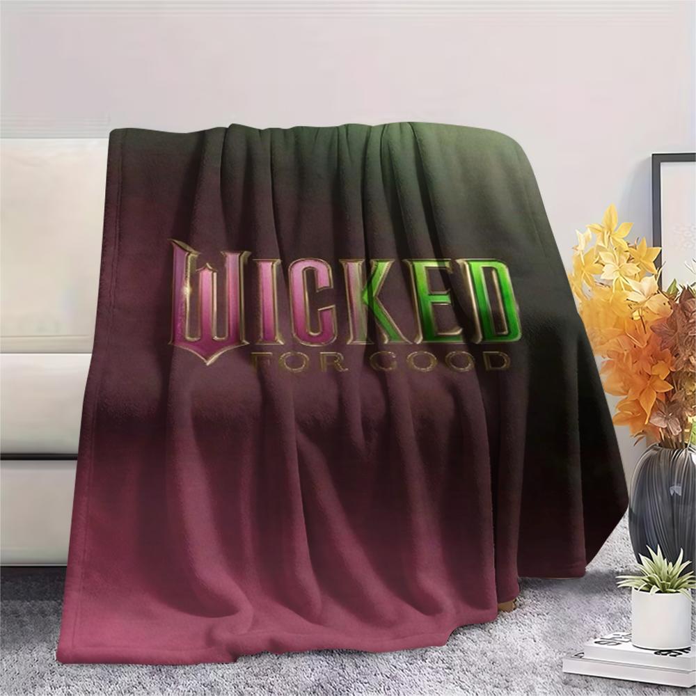 1PC WICKED Print Flannel Blanket, High quality Comfortable for All Seasons, Home Decor, Warmth and Comfort, Perfect for Christmas Gifts