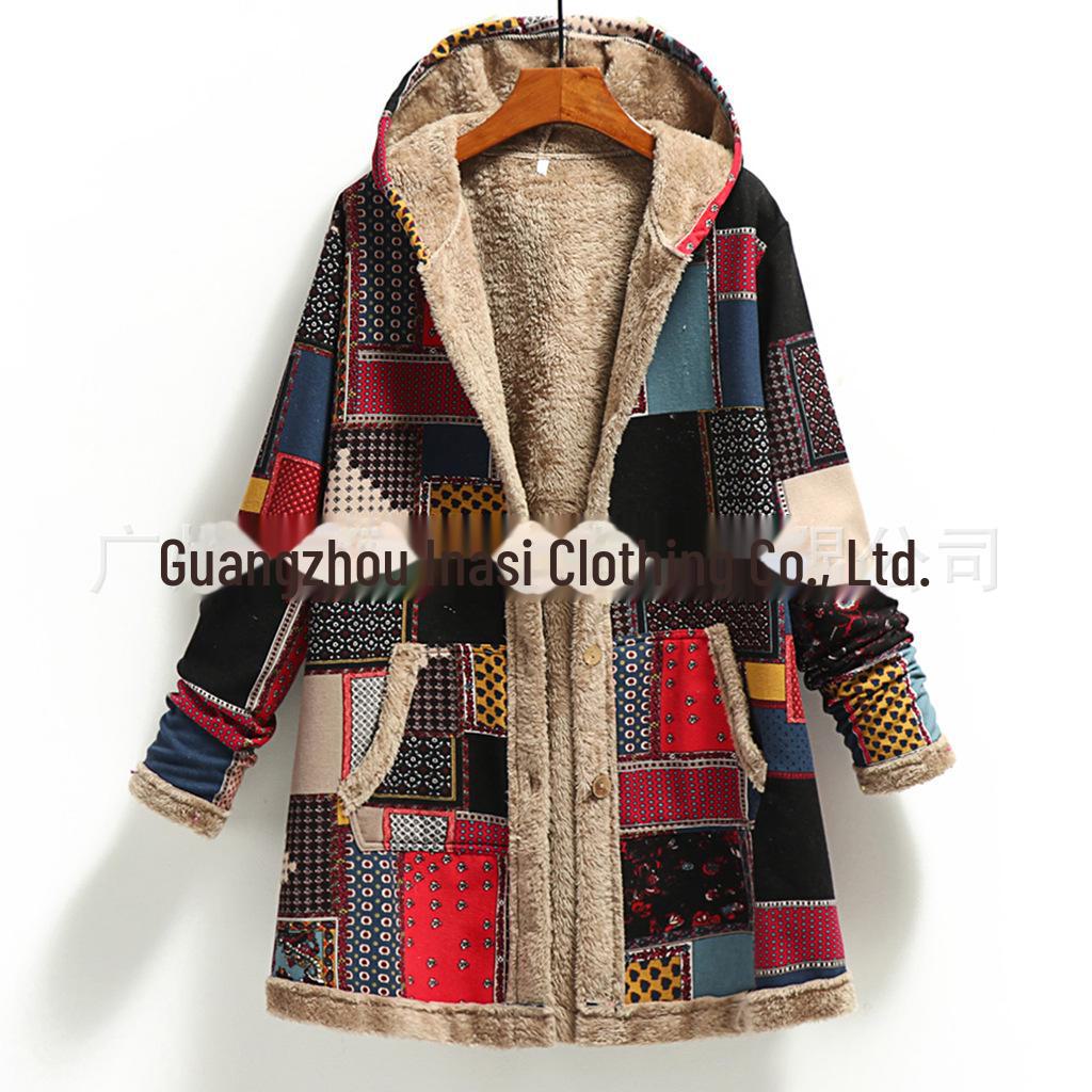 Зимняя женская толстовка с капюшоном и принтом 2023 года с теплой плюшевой подкладкой