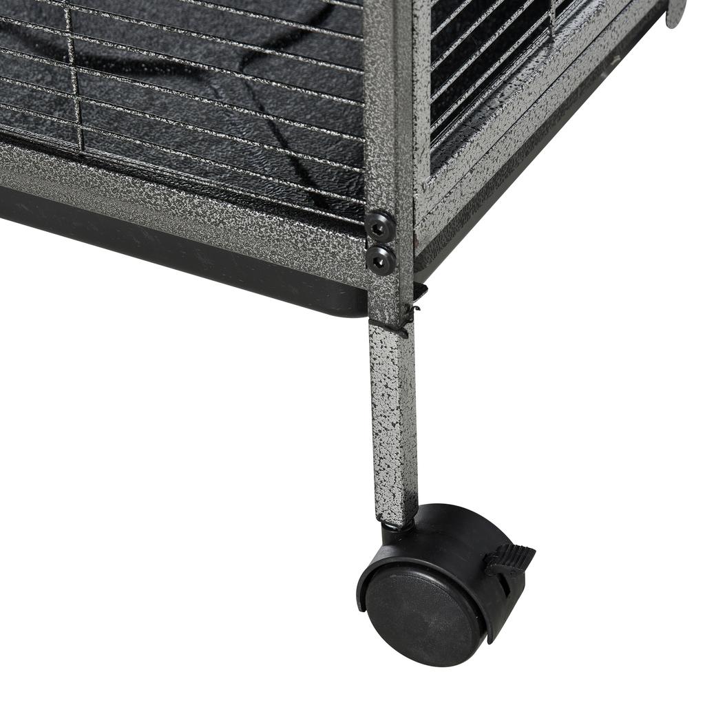 Steel Rodent Cage, Guinea Pig and Chinchilla Cage with 3 Levels, 4 Wheels, Hammock and Removable Tray, 52 x 52 x 113.5cm, Silver Grey