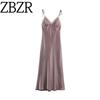 Counter Same Zbzr New Fall Women's Clothing Open Back Shoelace Silk Satin Textured Sling Dress 8736332