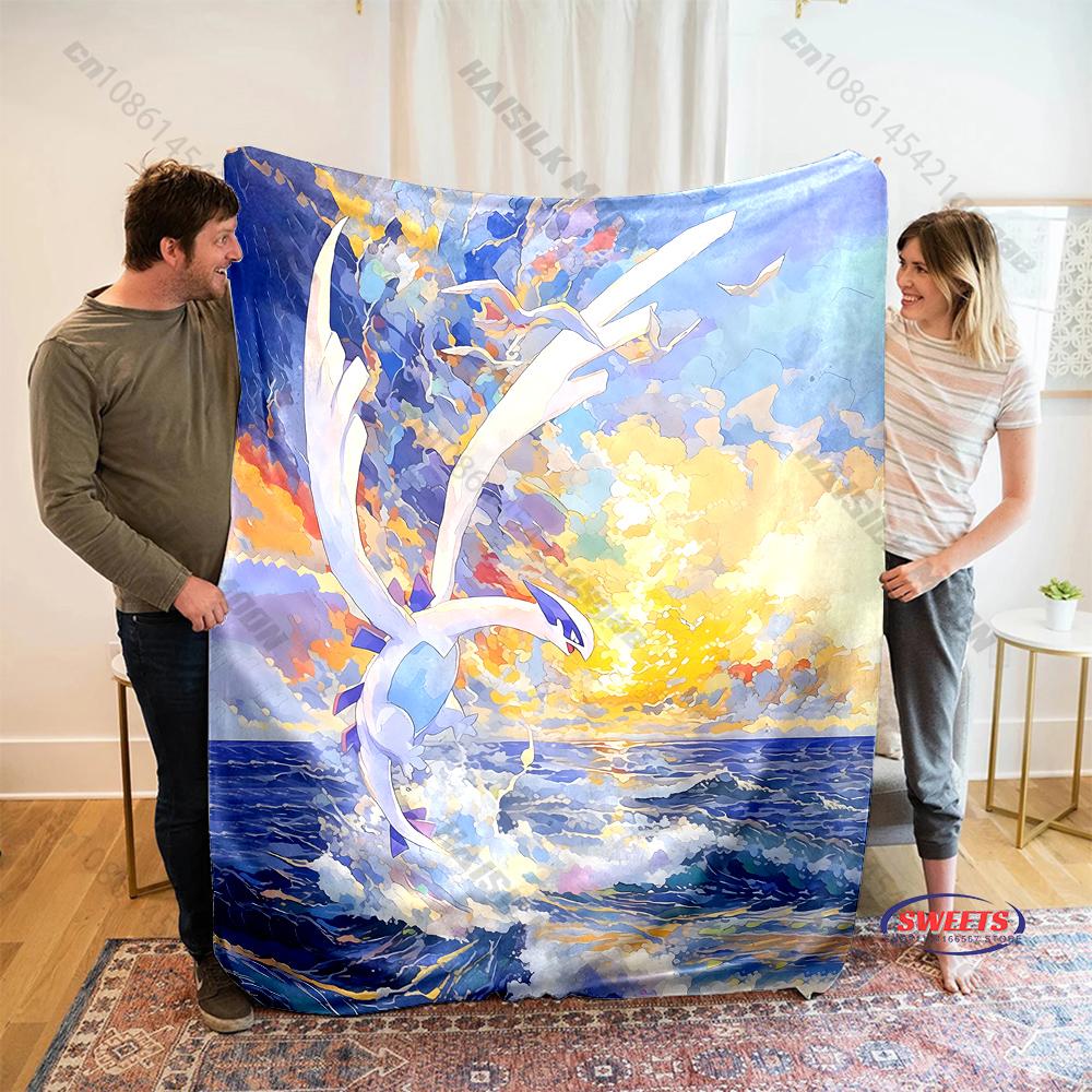 Free Shipping! HD Pokemon Lugia Print Blanket Warm Soft Comfortable Home Travel Blanket Sofa Bedding Cover Blanket Gift for Kids