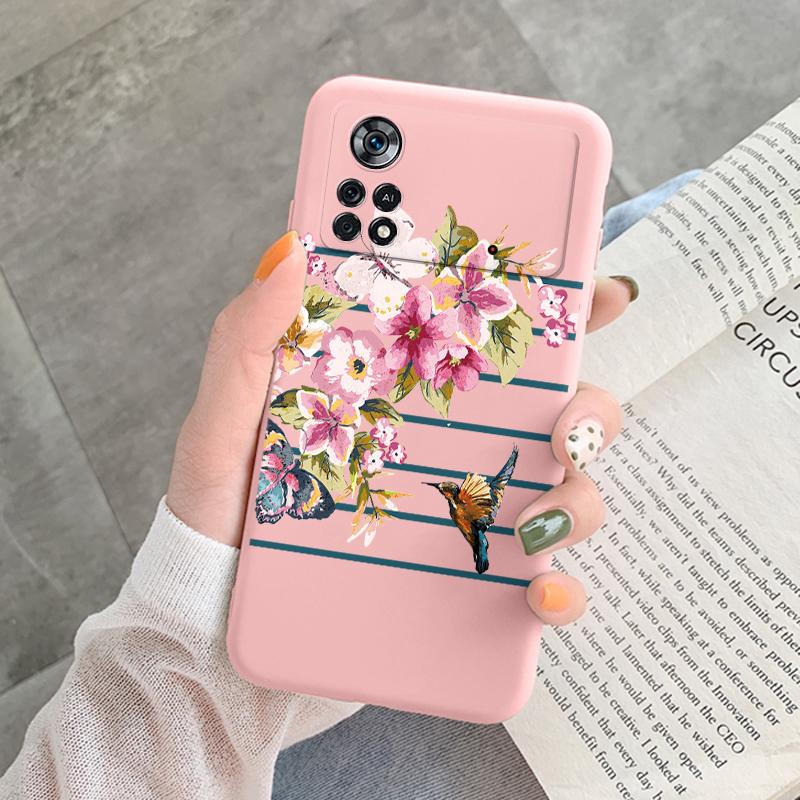 Для Poco X4 Pro 5G M4Pro Чехол Funda Винтажный Цветок Лист Защитный Чехол TPU Capa Для Xiaomi Poco X4 Pocox4 X 4 M4 Pro Coque
