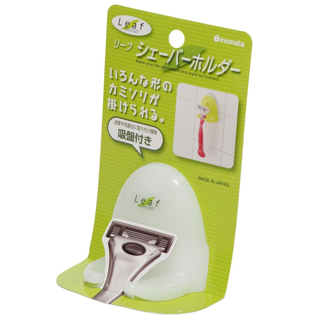INOMATA Держатель для бритвы на присоске в виде листа Зеленый / Белый
