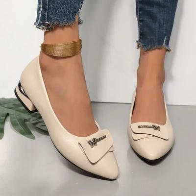 2024 Новые универсальные повседневные туфли на толстом каблуке в деловом стиле Модные женские дышащие туфли на шнуровке Босоножки с пряжкой на мелкой подошве