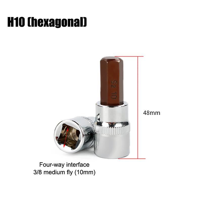 3/8-дюймовые головки с битами Torx T20/30/40/45/50/55/60 S2 сталь длина 48 мм серебристый тон ручной инструмент для самостоятельного ремонта автомобилей