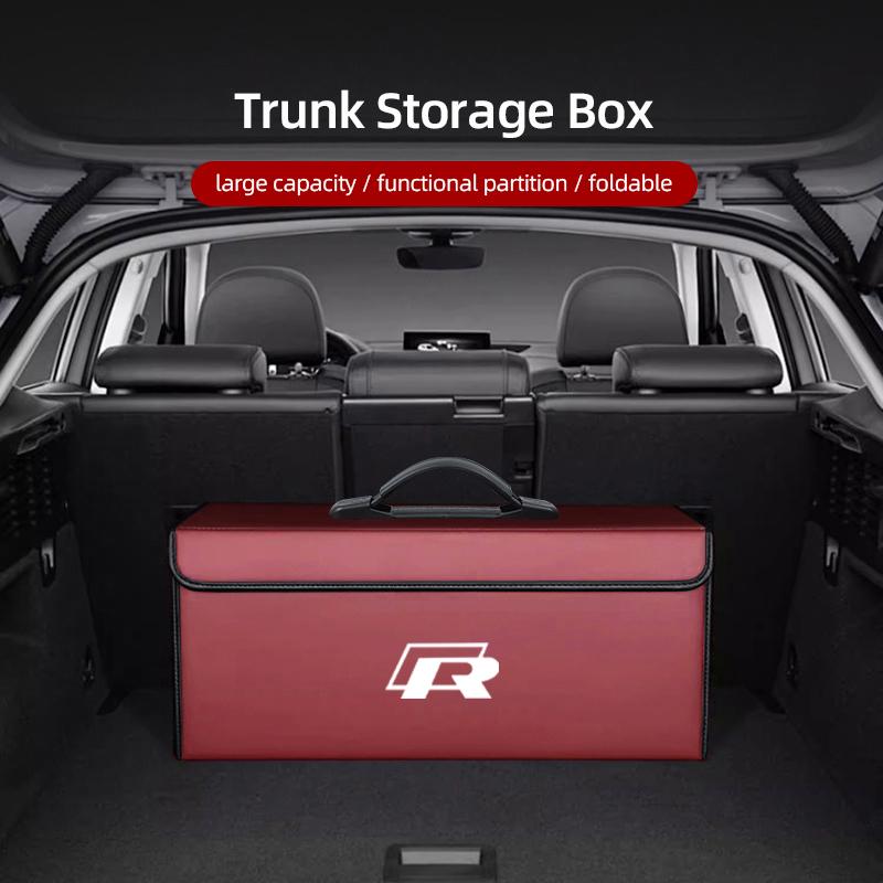 Car Trunk Leather Storage Box Auto Interior Organizer Accessories For VW GTI Polo Golf Passat Tiguan Arteon Touareg Taigo Caddy