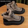 Winter Women Flats Snow Ankle Boots Fur Platform Casual Shoes Short Plush Cotton Shoes 2024 Trend Walking Non-slip Botas Mujer