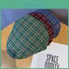 Cool Retro Checkered Pattern Beret With Breathable Cotton For Spring Summer Seasons