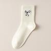 Bowknot Socks, Women's Mid-calf Socks, Solid Color Cotton Socks for Autumn and Winter, Ballet-style Sweat-absorbing and Odor-proof Women's Socks