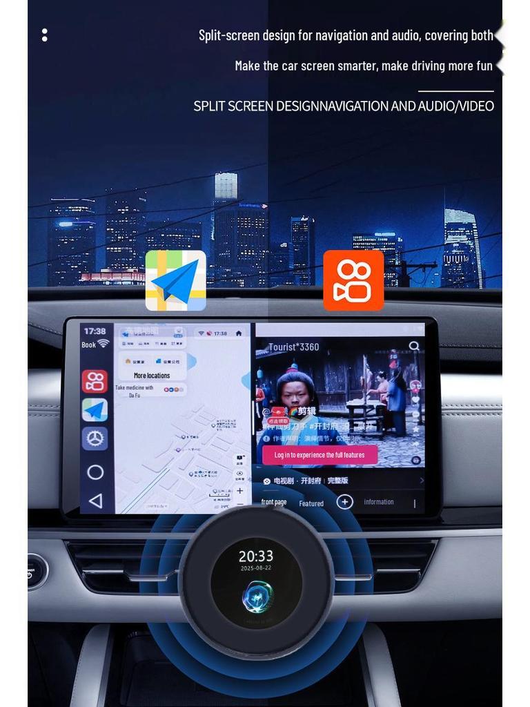 Проводной в беспроводной конвертер CarPlay для BMW, Mercedes-Benz, Porsche, Xiaomi и других моделей.