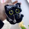 Новый Стильный Черный Кот Плюшевый Подвеска Брелок Панк Стиль Милый Черный Большие Глаза Кот Плюшевая Кукла Украшение для Сумки Маленький Подарок на День Рождения