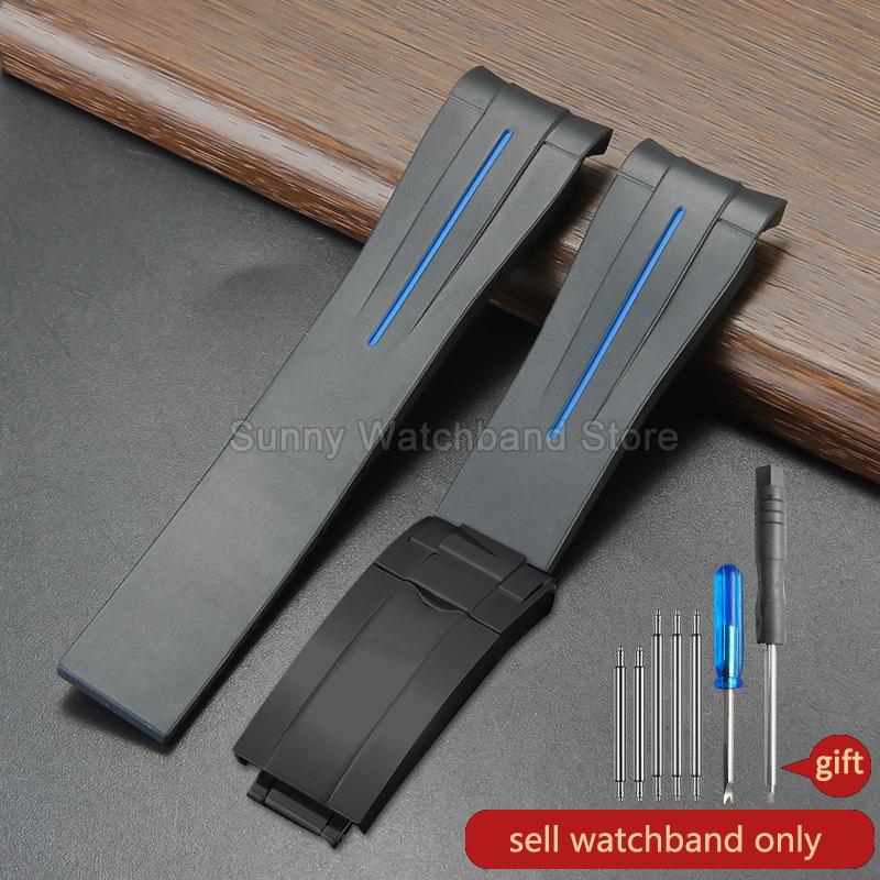 Силиконовый аксессуар для часов 20 мм Черный Стиль для Rolex Daytona Черный Зеленый Submariner Yacht-Master Водонепроницаемый Дышащий Ремешок для часов