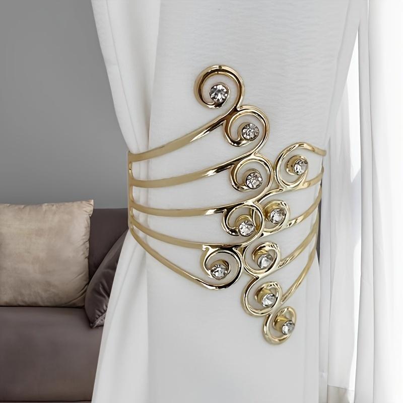 2 шт. элегантные подхваты для штор из сплава со стразами, простая установка, для спальни, ванной комнаты, гостиной, офиса, классический роскошный домашний декор