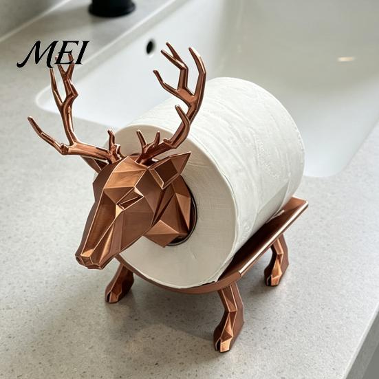 Minimalist Bathroom Organizer 3D Printed Elk Toilet Paper Holder, Stable Base Tissue Roll Decorative Holder Dispenser, Waterproof PLA Towel