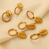 Wind Retro Temperament Conch Pendant Earrings Women'S Beach Fashion Personality Titanium Steel Plated 18K Gold Earrings