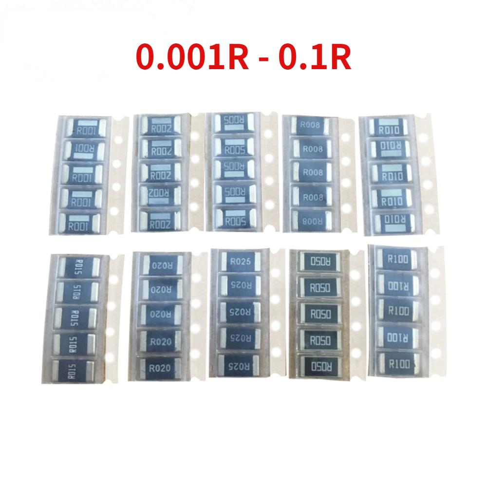 Набор SMD резисторов 50/200 шт. 1% Высокоточные 1210/2512 Набор резисторов 0.001 Ом ~ 0.1 Ом / 0.1 Ом ~ 0.82 Ом Сплавное сопротивление Новое чиповое сопротивление