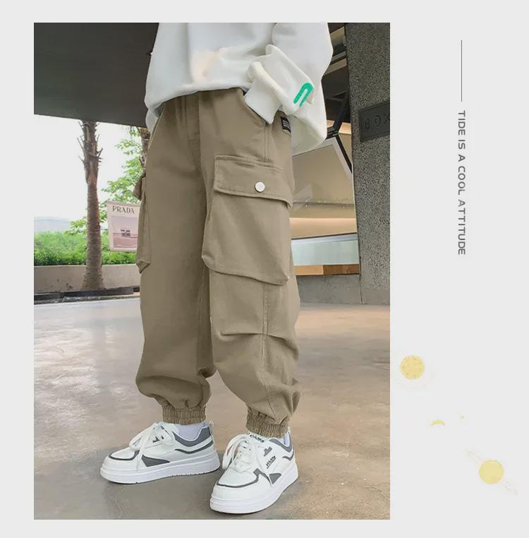 Повседневные брюки из чистого хлопка для мальчиков - Новая коллекция осень-зима 2023 года с бархатом - Для детей и подростков