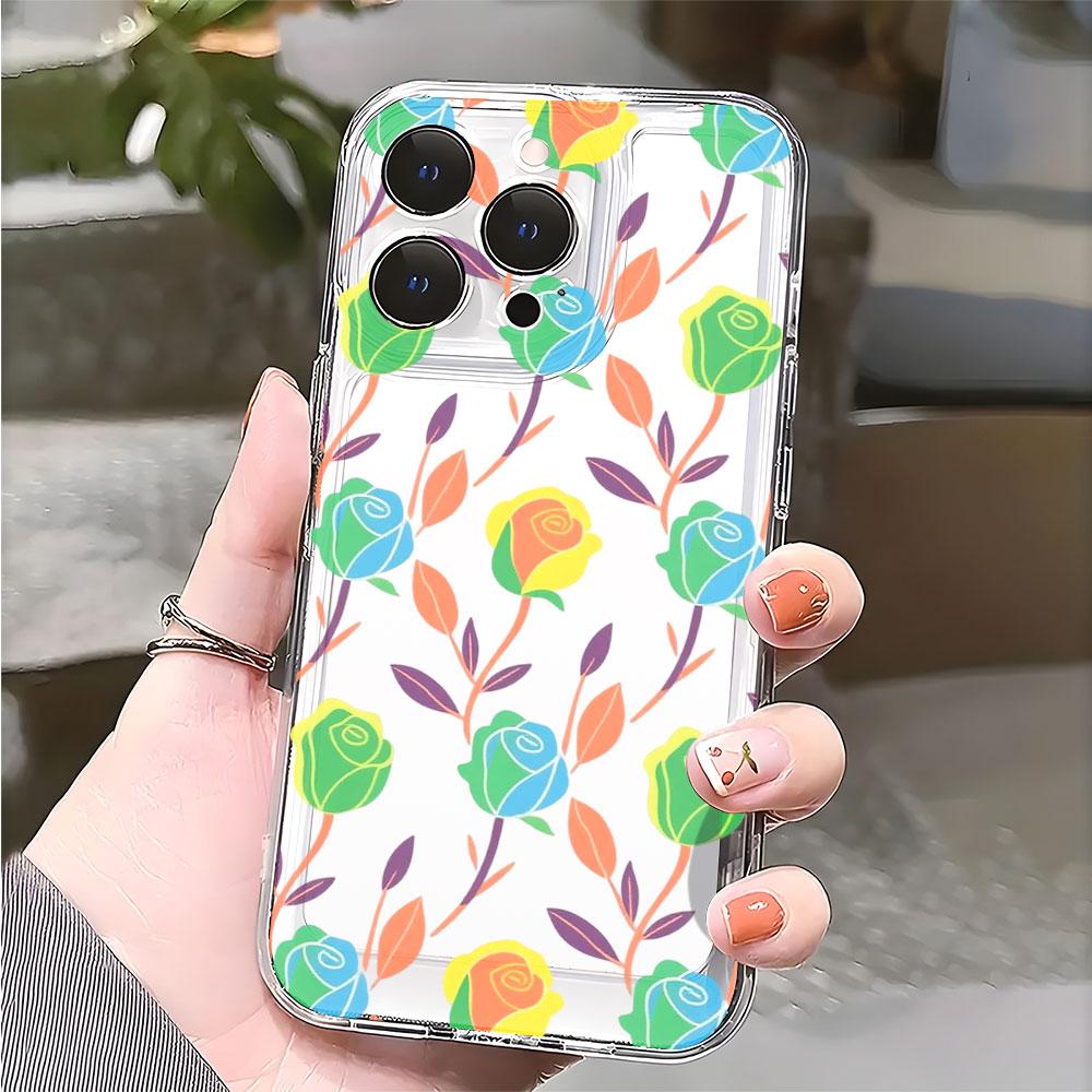 Rainbow Rose Seamless Pattern Phone Case for Xiaomi Redmi Note 15 14 13 12 11 10 9 8 7 Pro Plus Soft Shockproof Protective Cover